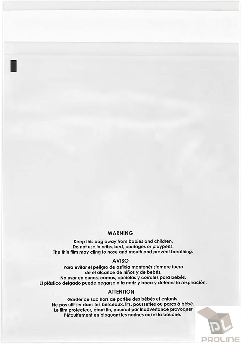 ProLine Packaging ProLine Industrial - 6" X 9" Self Seal Clear Poly Bags with Suffocation Warning for Packaging, Shipping & FBA - Permanent Adhesive (500) - Image 2